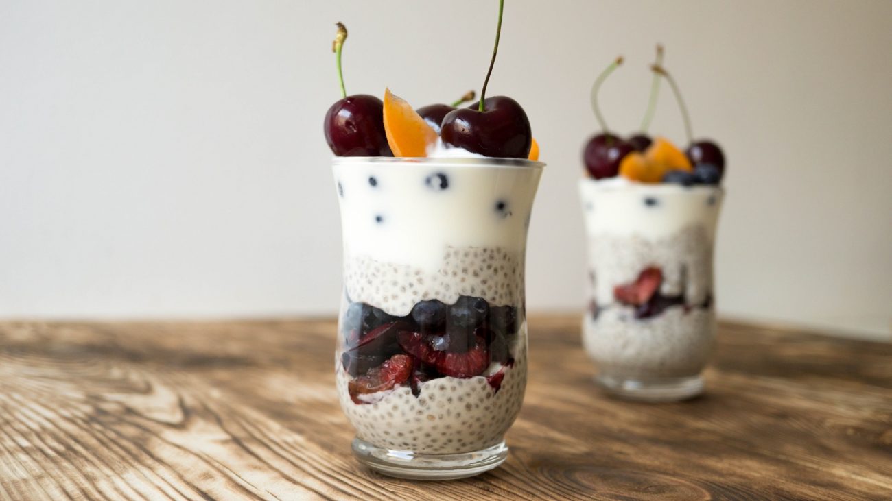Yogurt Dessert with Chia Seeds and Berries