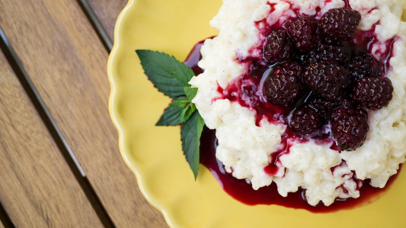Austrian Rice Pudding with Blackberry Compote