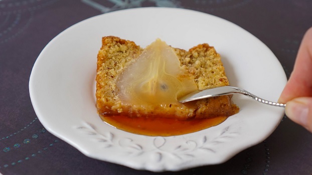 Almond and Whole Pear Cake with Pear Sauce