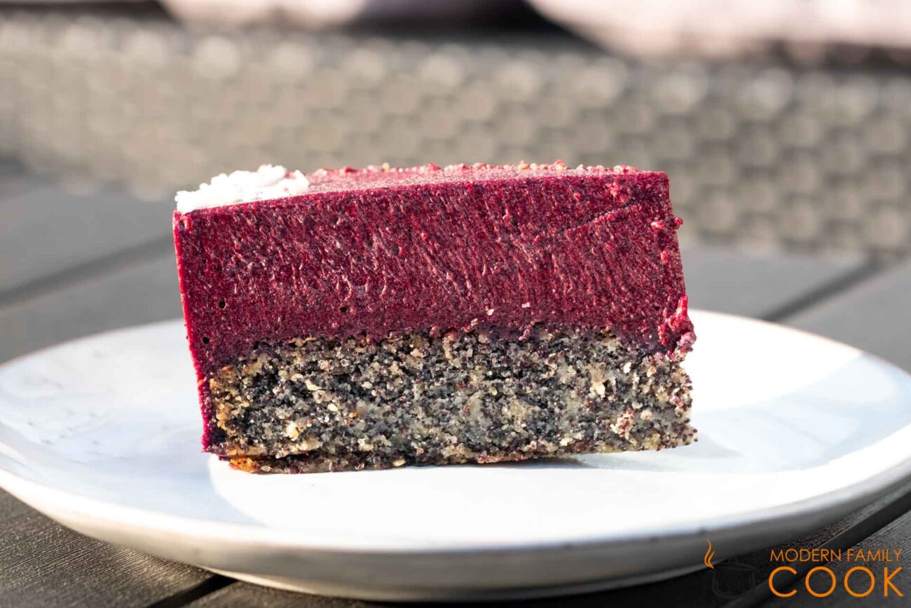 Poppy Seed Sponge Cake with Berry Cheesecake Filling (gluten-free, dairy-free)